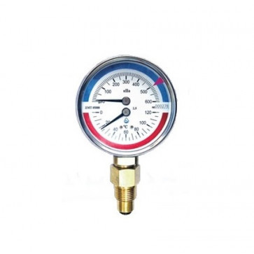 Radial manometer with thermometer (thermomanometer) 0-1 MPa
